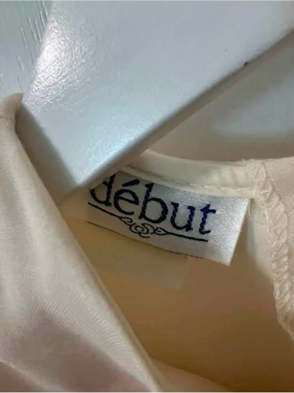 debut Cream Crochet Bodice Puff Sleeve Dress